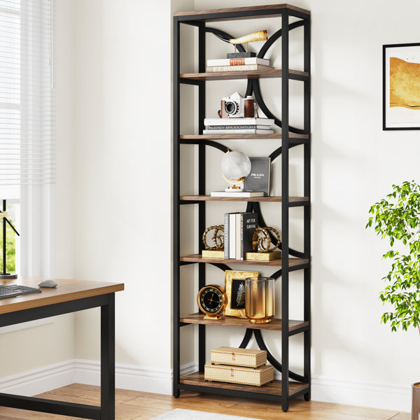 17 Stories Tanavia 6 Tier Bookshelf Tall Etagere Bookcase with Storage